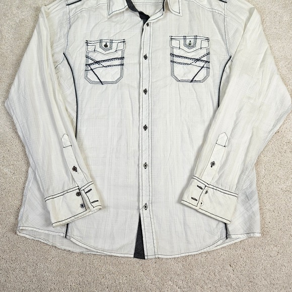 Mens BKE Athletic Fit Button Down Shirt Size XL White Long Sleeve Western Cotton - Picture 4 of 8